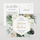 Orchidee Bohemian groen bruiloft Save the Date Briefkaart (Voorkant / Achterkant)