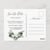 Orchidee Bohemian groen bruiloft Save the Date Briefkaart (Achterkant)