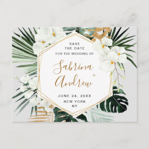 Orchidee Bohemian groen bruiloft Save the Date Briefkaart