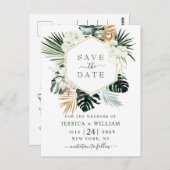 Orchidee Bohemian groen bruiloft Save the Date Briefkaart (Voorkant / Achterkant)