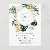Orchidee Bohemian groen bruiloft Save the Date Briefkaart (Voorkant)