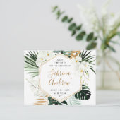 Orchidee Bohemian groen bruiloft Save the Date Briefkaart (Staand voorkant)