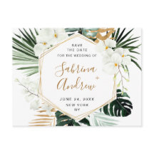 Orchidee Bohemian groen bruiloft Save the Date