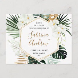 Orchidee Bohemian groen bruiloft Save the Date Briefkaart