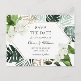 Orchidee Bohemian Groenery Trouwen Save The Date Briefkaart