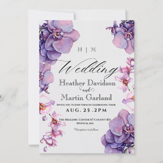 Orchidee Boho Elegant Tuin Bloem Bruiloft Kaart (Voorkant)