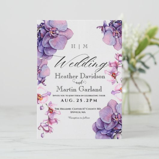 Orchidee Boho Elegant Tuin Bloem Bruiloft Kaart (Staand voorkant)