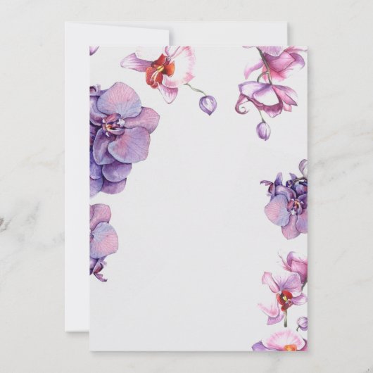 Orchidee Boho Elegant Tuin Bloem Bruiloft Kaart (Achterkant)