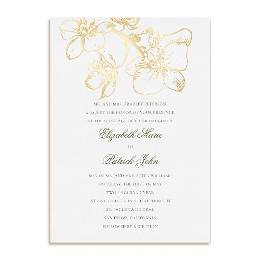 Orchidee Charm Formele Klassieke Heirloom Witte Hu Folie Uitnodiging