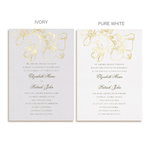 Orchidee Charm Formele Klassieke Heirloom Witte Hu Folie Uitnodiging