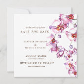 Orchidee Chic Modern Fotobruiloft Save The Date (Achterkant)