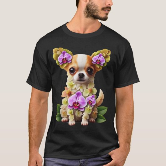 Orchidee Chihuahua Hond Bloemen Tuinieren Bloemen T-shirt (Voorkant)