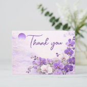 Orchidee Dankkaart – Paars Bloemendesign Bedankkaart (Staand voorkant)