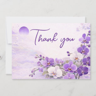Orchidee Dankkaart – Paarse Bloemendesign Feestdagenkaart
