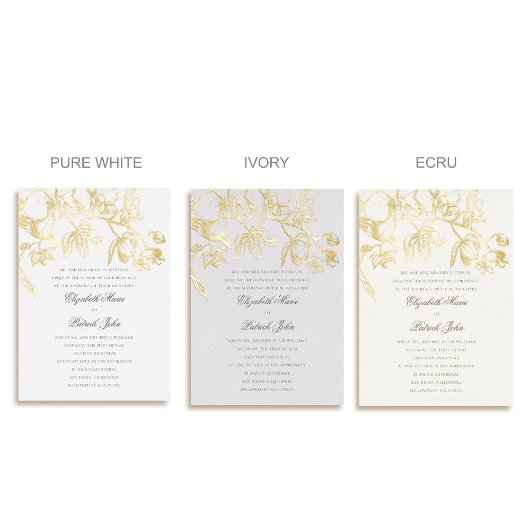 Orchidee Dans Formele Klassieke Heirloom Cream Wed Folie Uitnodiging