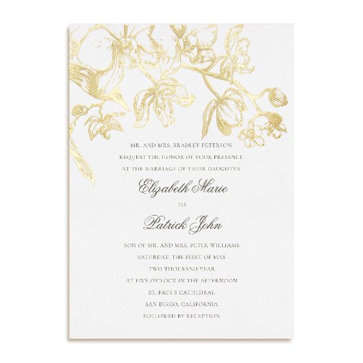 Orchidee Dans Formele Klassieke Heirloom Pure Wedd Folie Uitnodiging