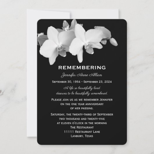 Orchidee Death Jubileum Invitation Kaart