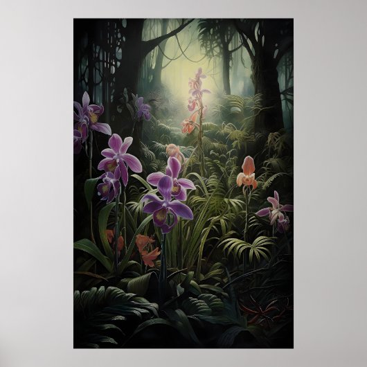 Orchidee Donkere Academie Print, Wilde Bos, Gotisc Poster (Voorkant)