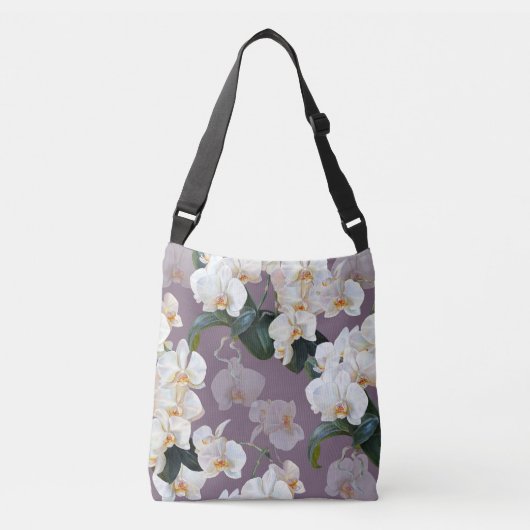 Orchidee donkere lavendel waterverf. crossbody tas (Voorkant)