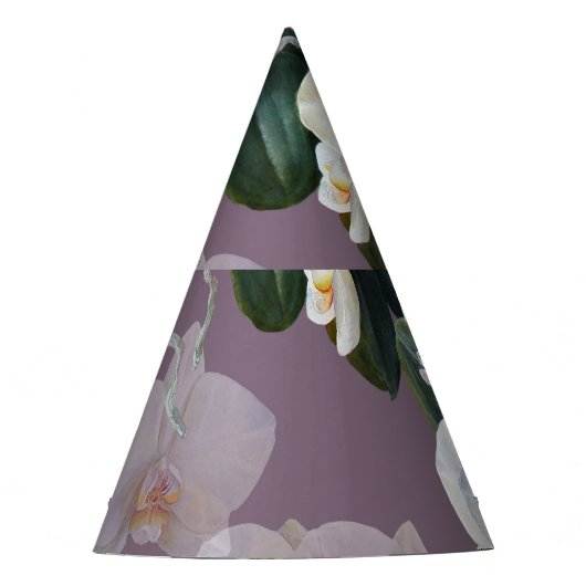 Orchidee donkere lavendel waterverf. feesthoedjes (Voorkant)