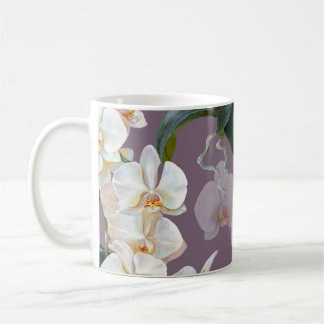 Orchidee donkere lavendel waterverf. koffiemok