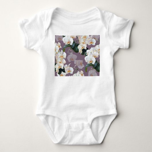 Orchidee donkere lavendel waterverf. romper (Voorkant)