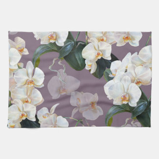 Orchidee donkere lavendel waterverf. theedoek