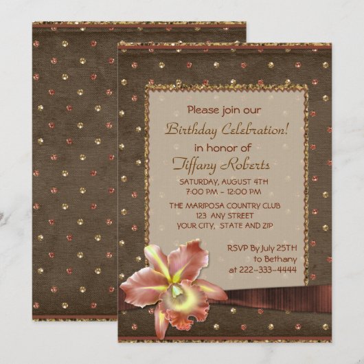 Orchidee Elegance Vrouwen Verjaardagsfeest Kaart (Voorkant / Achterkant)