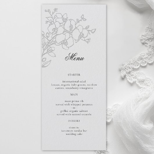 Orchidee Elegant Ivoor Formeel Traditioneel Huweli Menu
