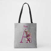 Orchidee Elegant Monogram Initiaal A Gepersonalise Tote Bag (Voorkant)