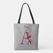 Orchidee Elegant Monogram Initiaal A Gepersonalise Tote Bag (Achterkant)