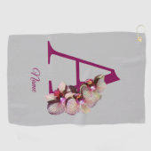 Orchidee Elegant Monogram Initiaal A Persoonlijk Golfhanddoek (Horizontaal)