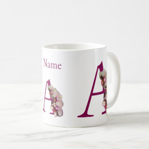 Orchidee Elegant Monogram Initiaal A Persoonlijk Koffiemok