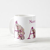 Orchidee Elegant Monogram Initiaal A Persoonlijk Koffiemok (Voorkant links)
