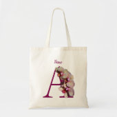 Orchidee Elegant Monogram Initiaal A Persoonlijk Tote Bag (Voorkant)