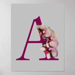 Orchidee Elegant Monogram Initiaal A Poster