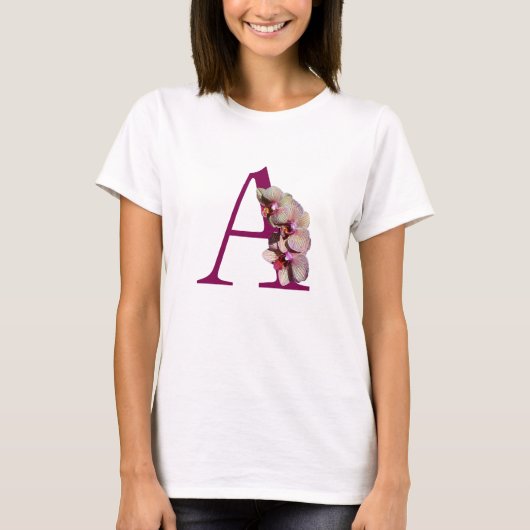 Orchidee Elegant Monogram Initiaal A T-shirt (Voorkant)