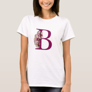 Orchidee Elegant Monogram Initiaal B T-shirt