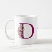 Orchidee Elegant Monogram Initiaal D Persoonlijk Koffiemok (Links)