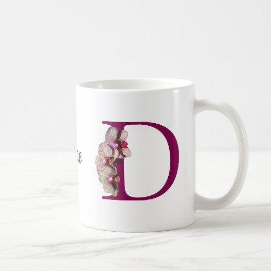 Orchidee Elegant Monogram Initiaal D Persoonlijk Koffiemok (Rechts)