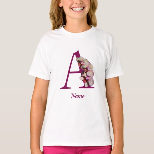 Orchidee Elegante Monogram Initiaal A Persoonlijk T-shirt (Voorkant)