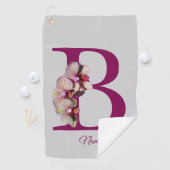 Orchidee Elegante Monogram Initiaal B Persoonlijk Golfhanddoek (Insitu)