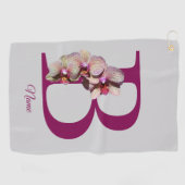Orchidee Elegante Monogram Initiaal B Persoonlijk Golfhanddoek (Horizontaal)
