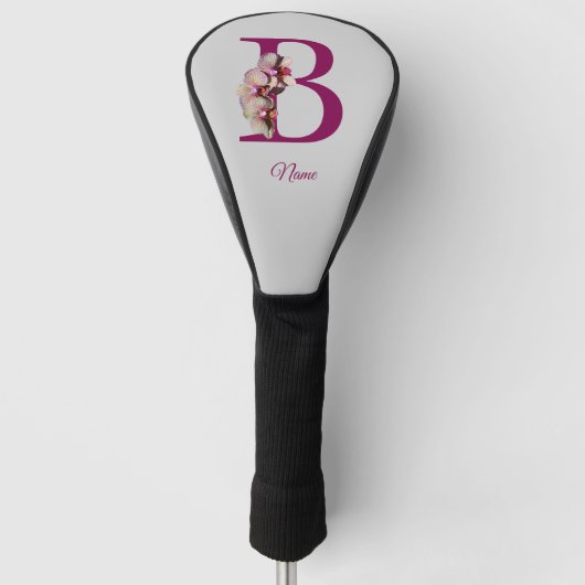 Orchidee Elegante Monogram Initiaal B Persoonlijk Golfheadcover (Voorkant)