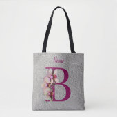 Orchidee Elegante Monogram Initiaal B Persoonlijk Tote Bag (Voorkant)