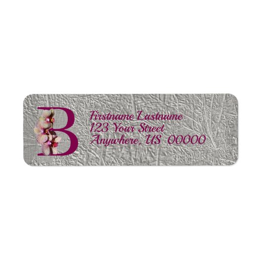 Orchidee Elegante Monogram Initiaal B Retouradres  Etiket (Voorkant)