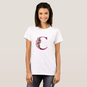 Orchidee Elegante Monogram Initiaal C T-shirt (Voorkant volledig)