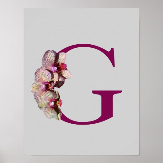 Orchidee Elegante Monogram Initiaal G Gepersonalis Poster (Voorkant)