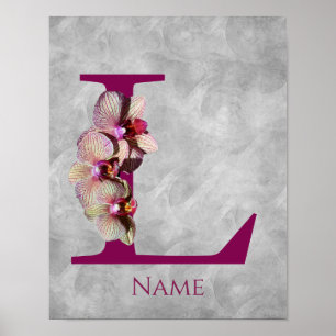 Orchidee Elegante Monogram Initiaal L Persoonlijk Poster
