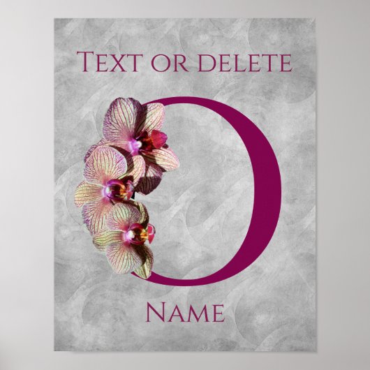 Orchidee Elegante Monogram Initiaal O Persoonlijk Poster (Voorkant)